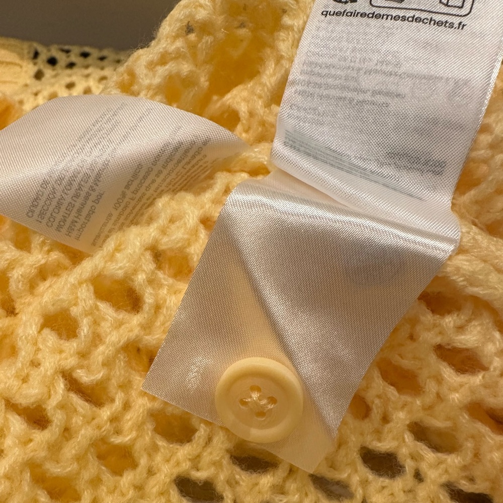 H&M Bright Pastel Yellow Orange Chunky Knit Sweater Cardigan long sleeve - Picture 11 of 11